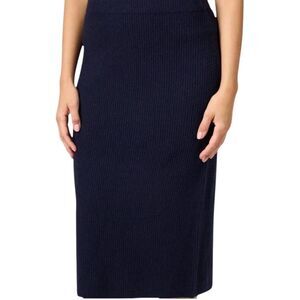 Vince Wool Cashmere Blend Pencil Skirt XS Navy Classic Designer Midi Skirt